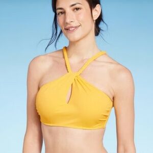 NWT- Shade & Shore Braided Strap Halter Bikini Top
